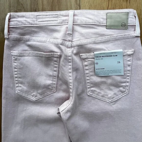 AG ADRIANO GOLDSCHMIED THE EX BOYFRIEND SLIM WOMEN’S JEANS 26 Pink Low Rise NWT